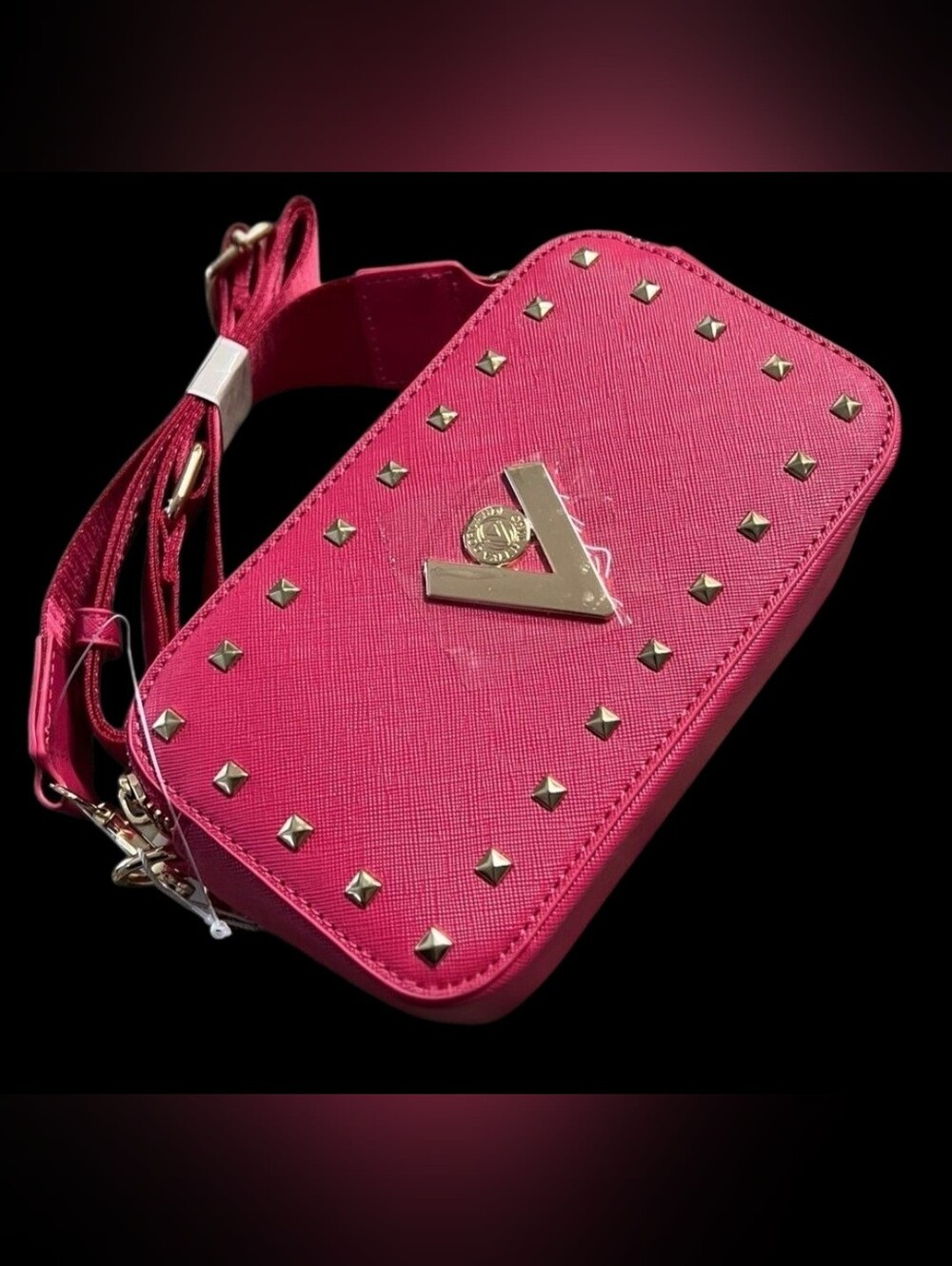 Valentino Orlandi Pink Crossbody Bag Studded Logo Design NWT